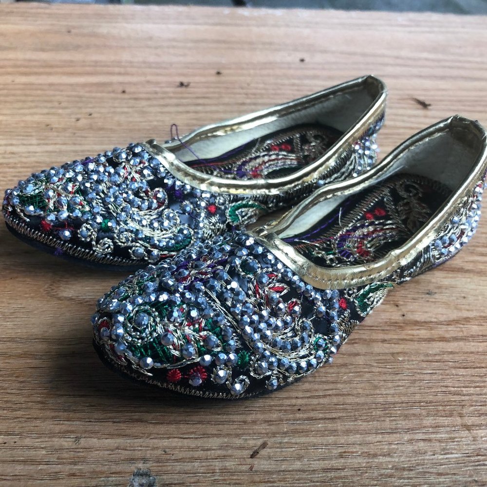 Girl's Rhinestones Pointed Toe Flats Slip On Shoes